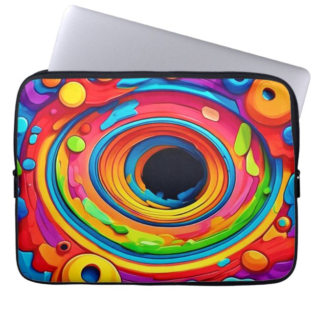 Psychedelic Vortex Colourful Abstract Laptop Sleeve (Front)