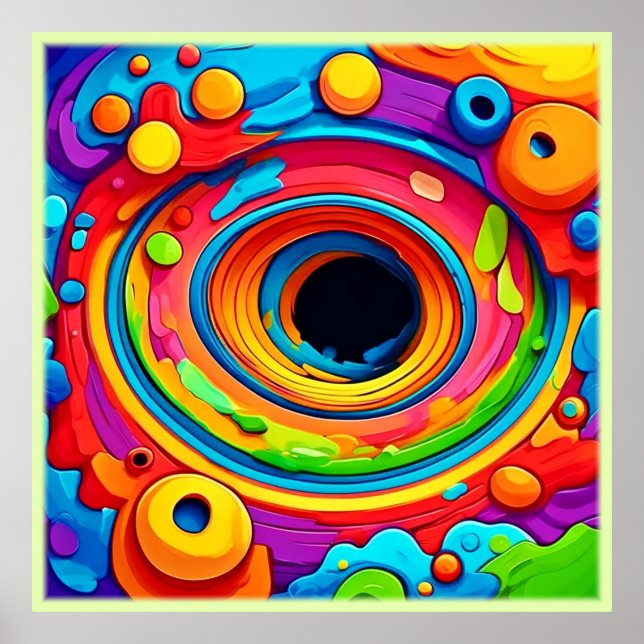 Psychedelic Vortex Colourful Abstract Poster (Front)
