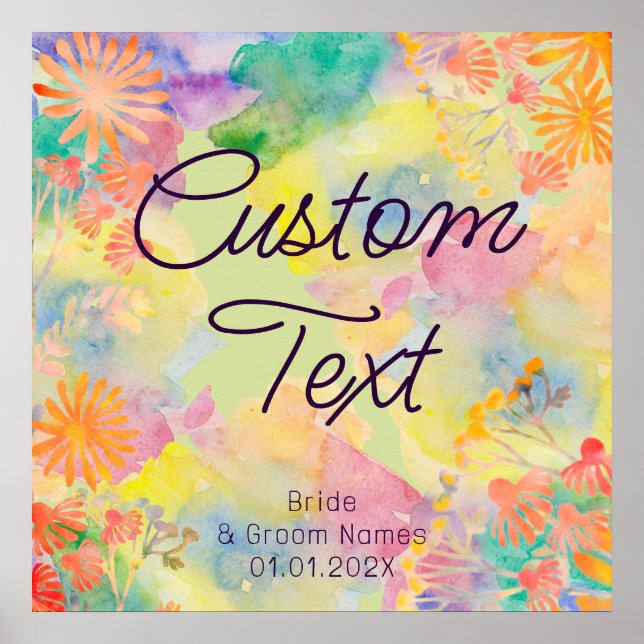 Psychedelic Watercolor Wildflower  Poster (Front)