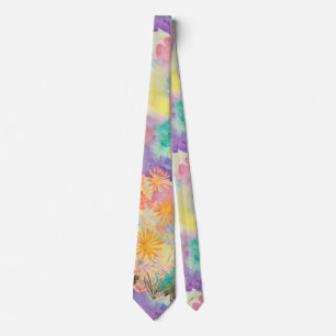 Psychedelic Watercolor Wildflower  Tie
