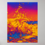 Psychedelic Wave Poster<br><div class="desc">Enjoy this vibrant psychedelic digital rendition of a wave crashing into the shoreline.</div>