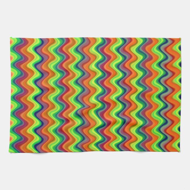 Psychedelic Waves Kitchen Towel (Horizontal)