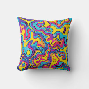 Psychedelic Waves Throw Pillow