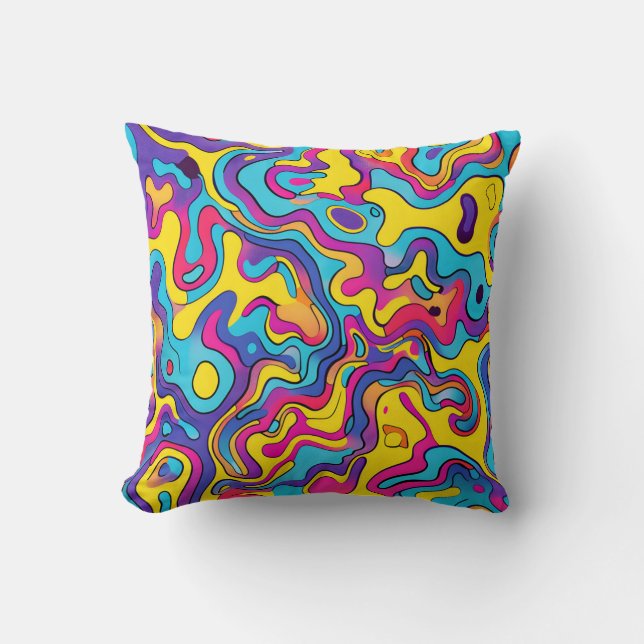 Psychedelic Waves Throw Pillow (Front)