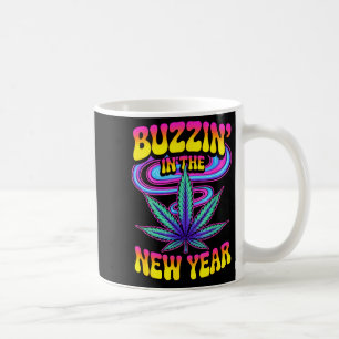 Psychedelic Weed Buzzing In New Year 2026 Funny  Coffee Mug