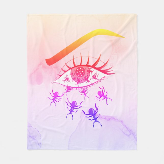Psychedelic Weird Trippy Hippie Horror Fleece Blanket (Front)