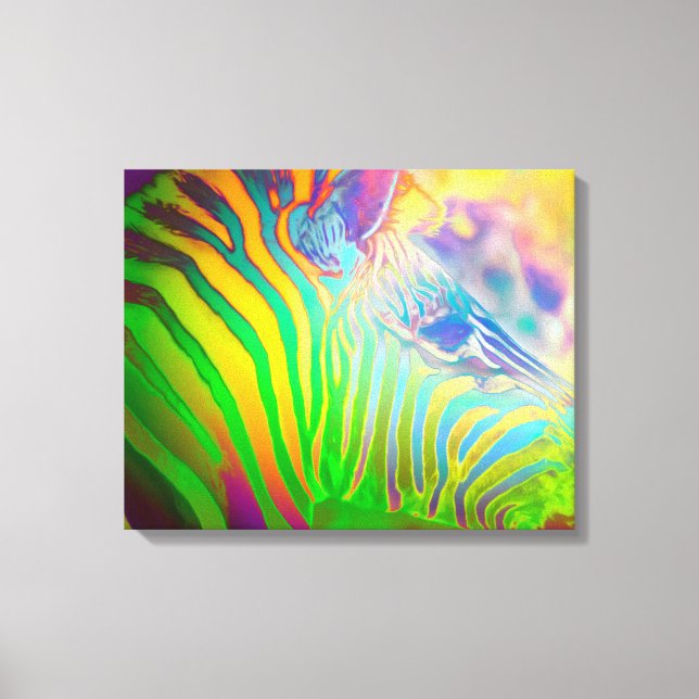 Psychedelic Wild Life Zebra Canvas Print (Front)