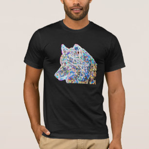 Psychedelic wolf black t-shirt