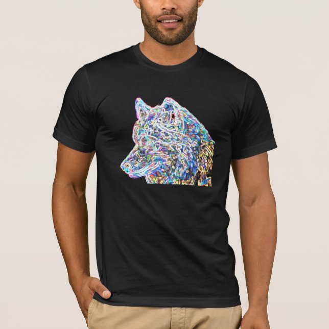 Psychedelic wolf black t-shirt (Front)