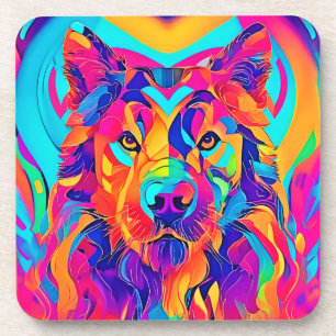 Psychedelic Wolf Majesty Coaster