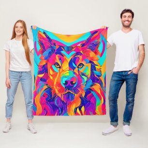 Psychedelic Wolf Majesty Fleece Blanket