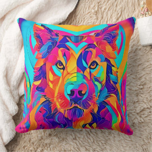Psychedelic Wolf Majesty Throw Pillow