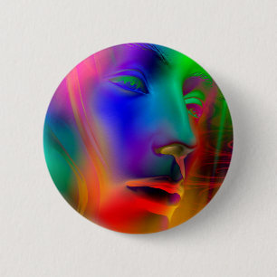 Psychedelic Woman Face 2 Inch Round Button
