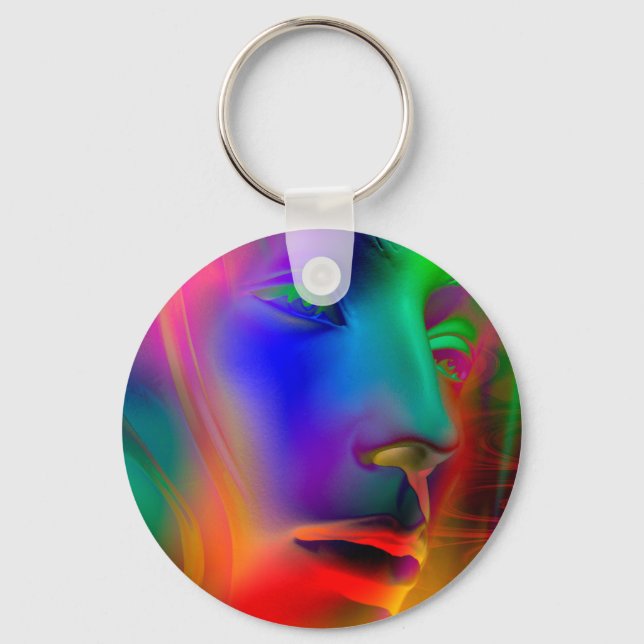 Psychedelic Woman Face Keychain (Front)
