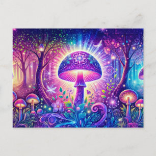 Psychedelic Wonderland Mystical Mushroom Fantasy Postcard
