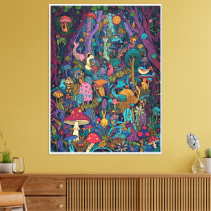 Psychedelic woodland canvas print