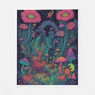 Psychedelic woodland fleece blanket