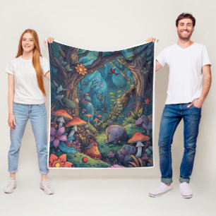 Psychedelic woodland fleece blanket