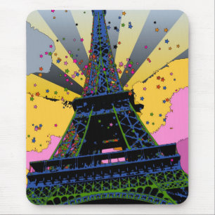 Psychedelic World: Eiffel Tower, Paris France A1 Mouse Pad