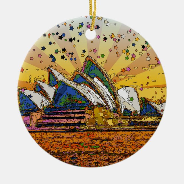 Psychedelic World: Sydney Skyline A1 Ceramic Ornament (Front)