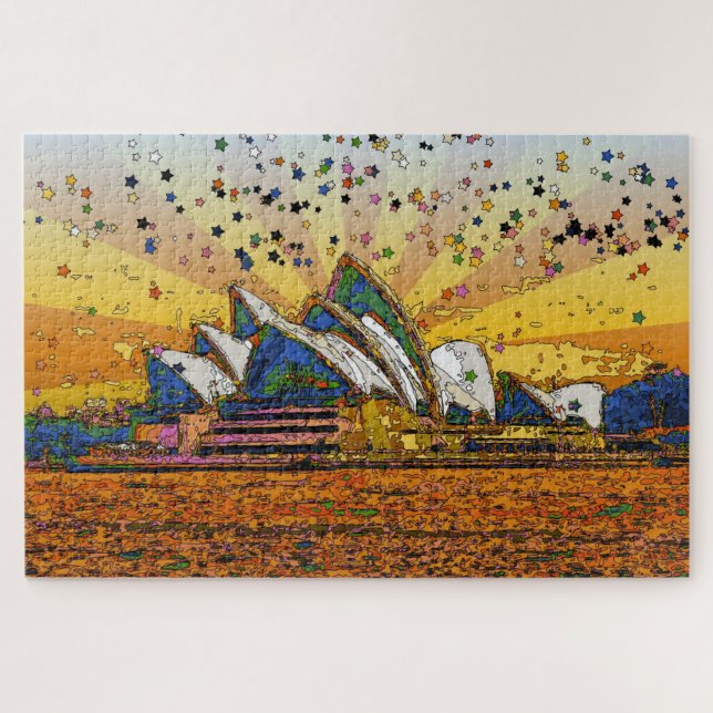 Psychedelic World: Sydney Skyline A1 Jigsaw Puzzle (Horizontal)