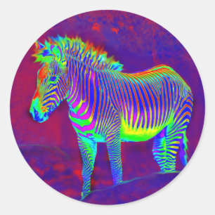 psychedelic zebra classic round sticker