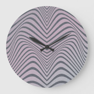Psychedelic Zebra: Grainy Vintage Stripes. Large Clock
