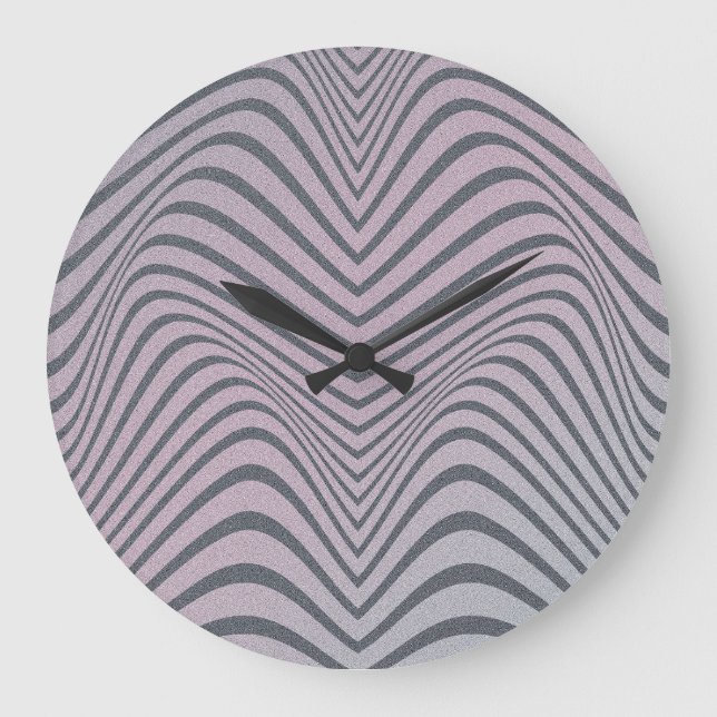 Psychedelic Zebra: Grainy Vintage Stripes. Large Clock (Front)