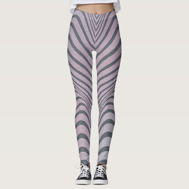 Psychedelic Zebra: Grainy Vintage Stripes. Leggings (Front)