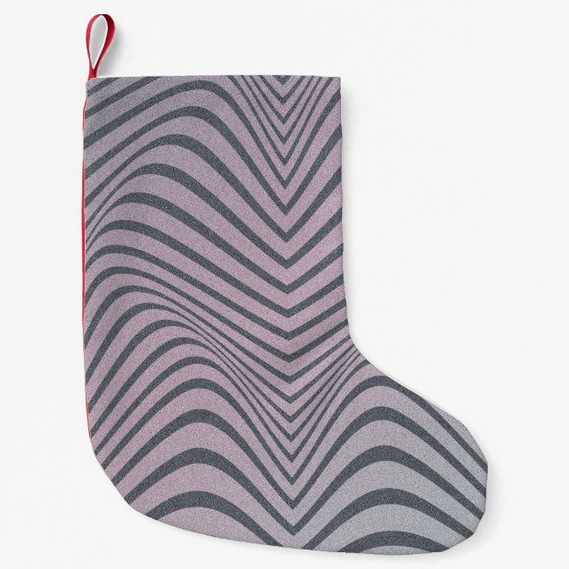 Psychedelic Zebra: Grainy Vintage Stripes. Small Christmas Stocking (Front)