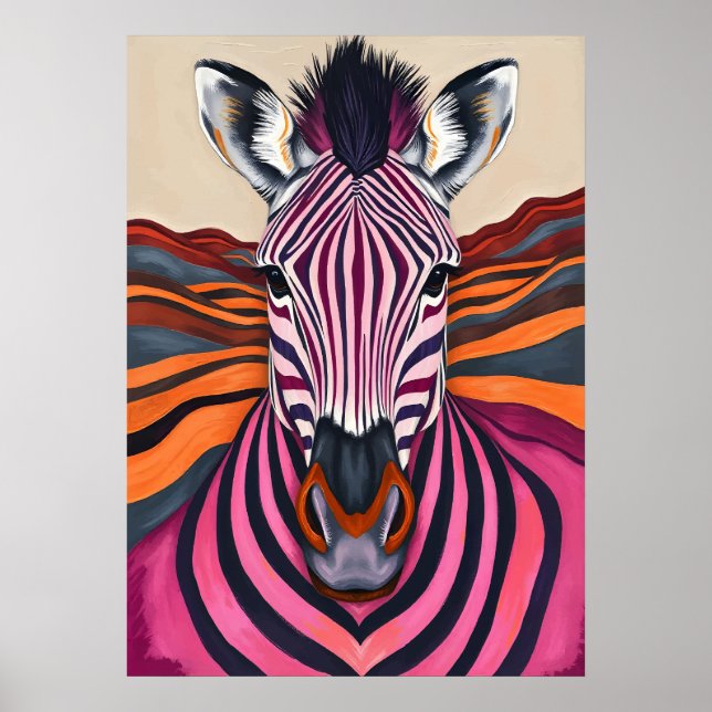 Psychedelic Zebra Stripes – Pop Art Safari Poster (Front)