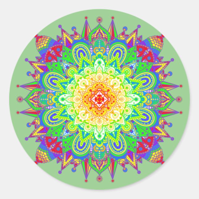 Psychedelic Zen Mandala Abstract Art  Classic Roun Classic Round Sticker (Front)