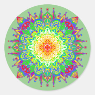Psychedelic Zen Mandala Abstract Art Classic Roun Classic Round Sticker