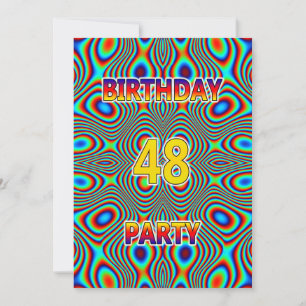Psychédélique 48e fête d'anniversaire Invitation