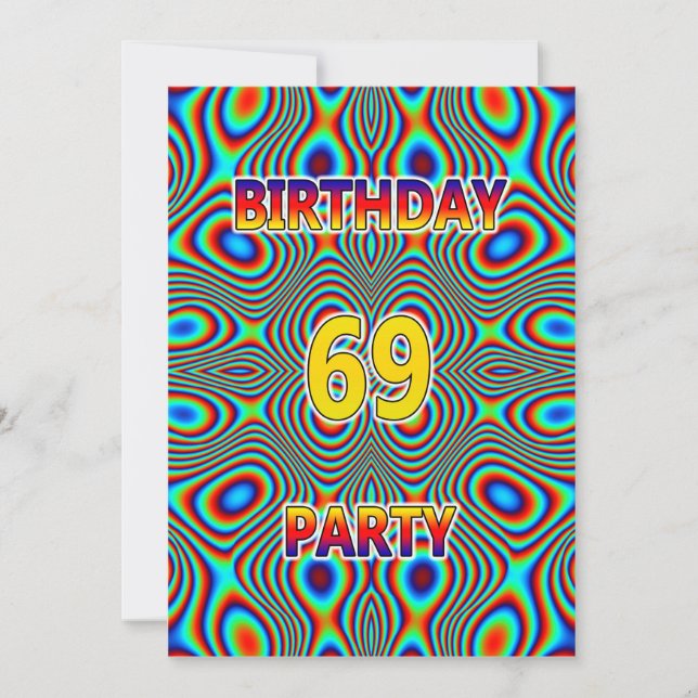 Psychédélique 69e fête d'anniversaire Invitation (Devant)