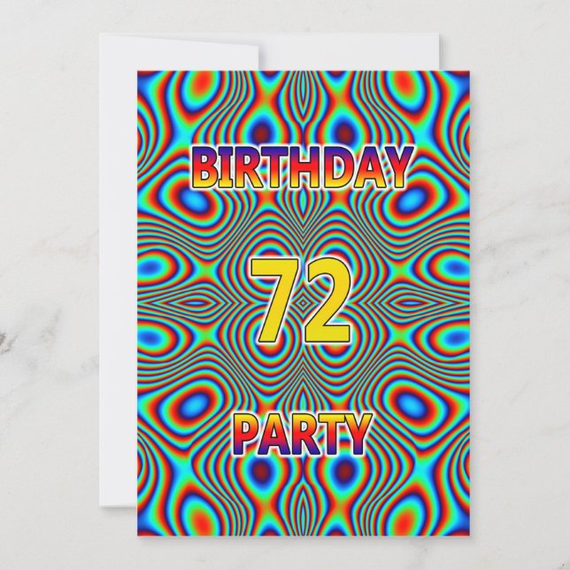 Psychédélique 72e fête d'anniversaire Invitation (Devant)