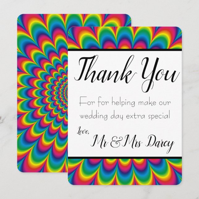 Psychédélique Tie Dye Carte de remerciements (Devant / Derrière)