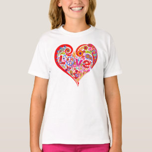 Psychedlic Heart, Love, Peace Sign, Flowers T-Shirt