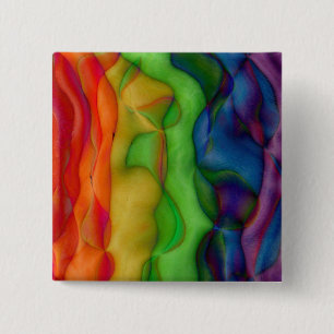Psychedlic Hippy Rainbow Acid Trip 2 Inch Square Button