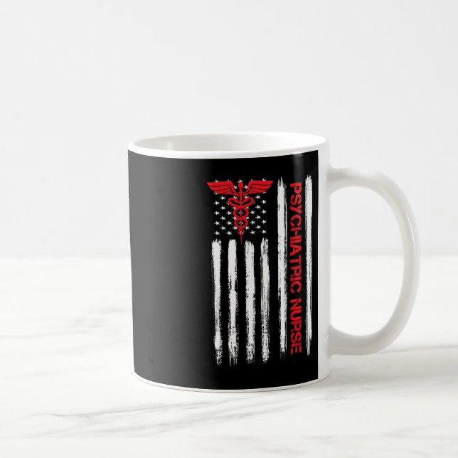 Psychiatric Nurse American Flag RN Mental Health P Coffee Mug (Right)