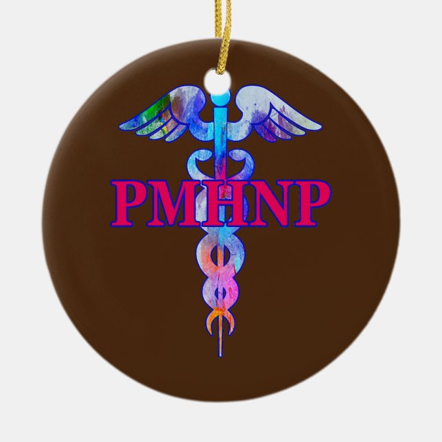 Psychiatric Nurse Practitioner PMHNP Caduceus Ceramic Ornament (Front)