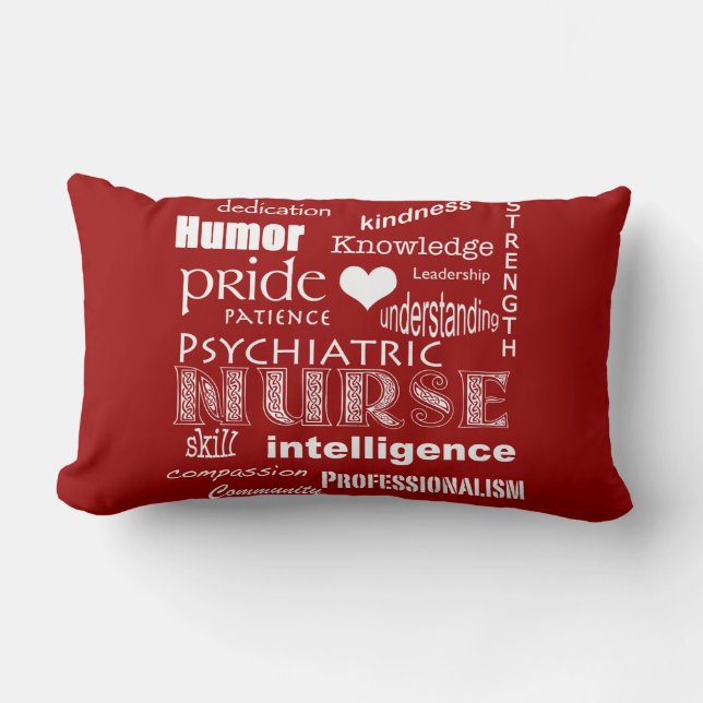 Psychiatric Nurse Pride-Attributes/Deep Red Lumbar Pillow (Front)