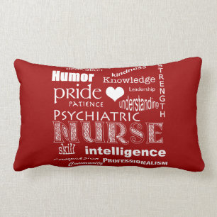 Psychiatric Nurse Pride-Attributes/Deep Red Lumbar Pillow