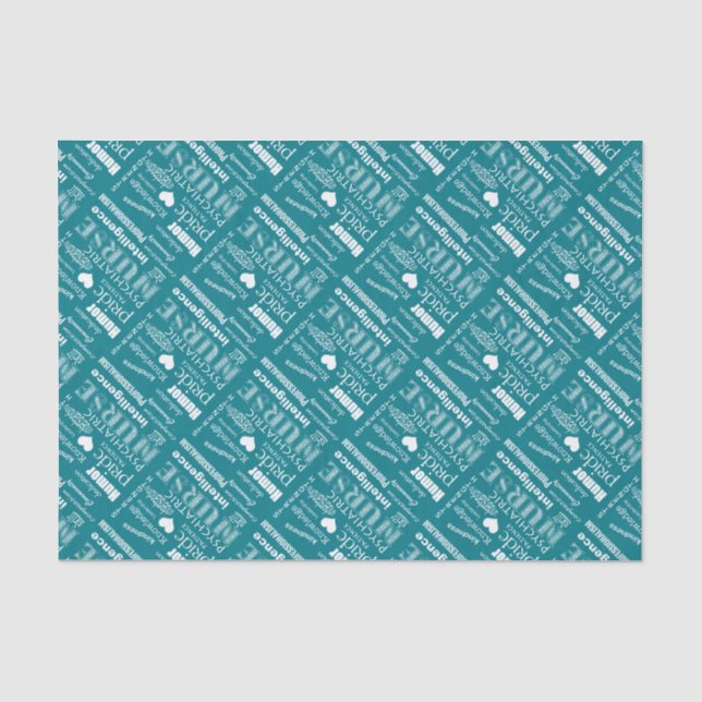Psychiatric Nurse Pride-Text Design+White Heart Tissue Paper (Front)