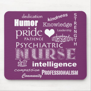 Psychiatric Nurse-Word Cloud/Deep Purple Mouse Pad