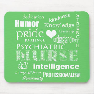 Psychiatric Nurse-Word Cloud/Lime Green Mouse Pad