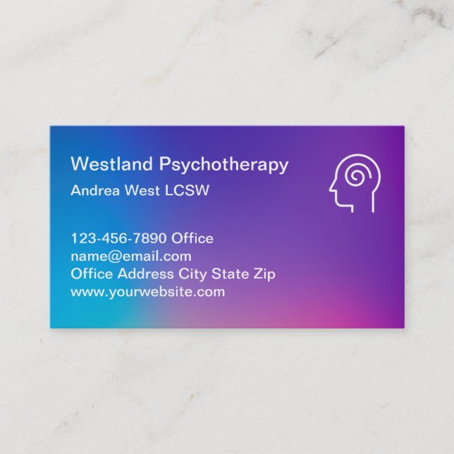 Psychiatrie de la santé mentale Cartes de visite u (Devant)
