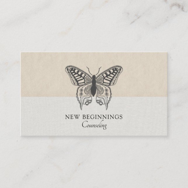 Psychiatrist Counsellor Therapy Butterfly Business Business Card (Front)