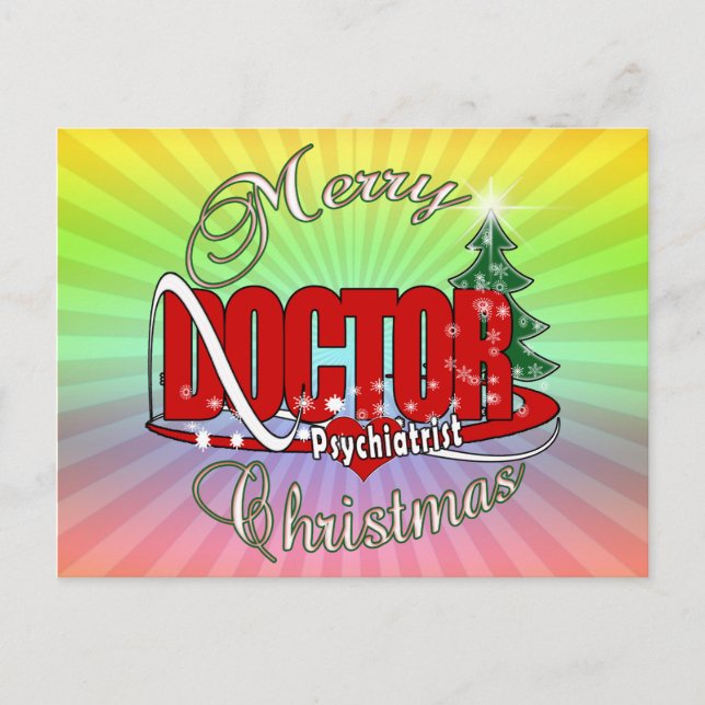 PSYCHIATRIST DOCTOR MERRY CHRISTMAS HOLIDAY POSTCARD (Front)