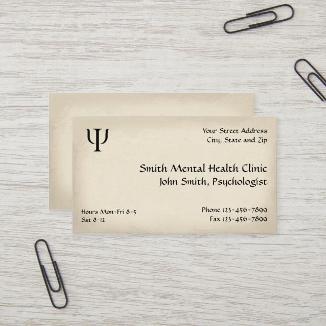 Psychiatrist Mental Health Business Card (Front/Back In Situ)